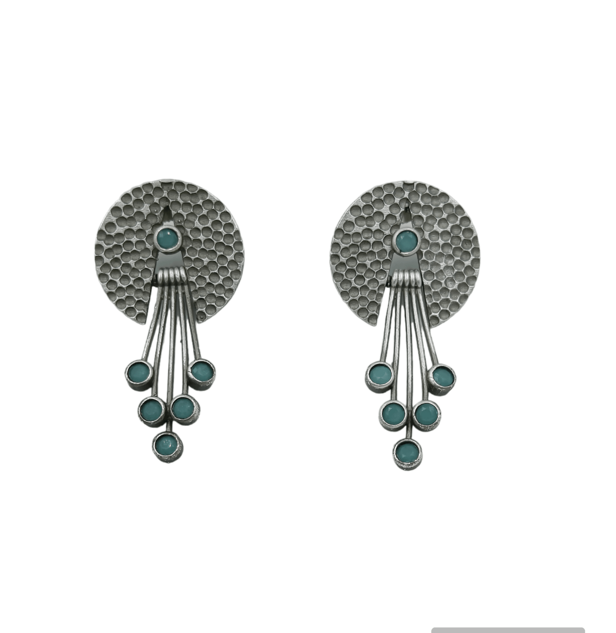 Silver Plated Brass Hive Stone Dangler Earrings - Image 3