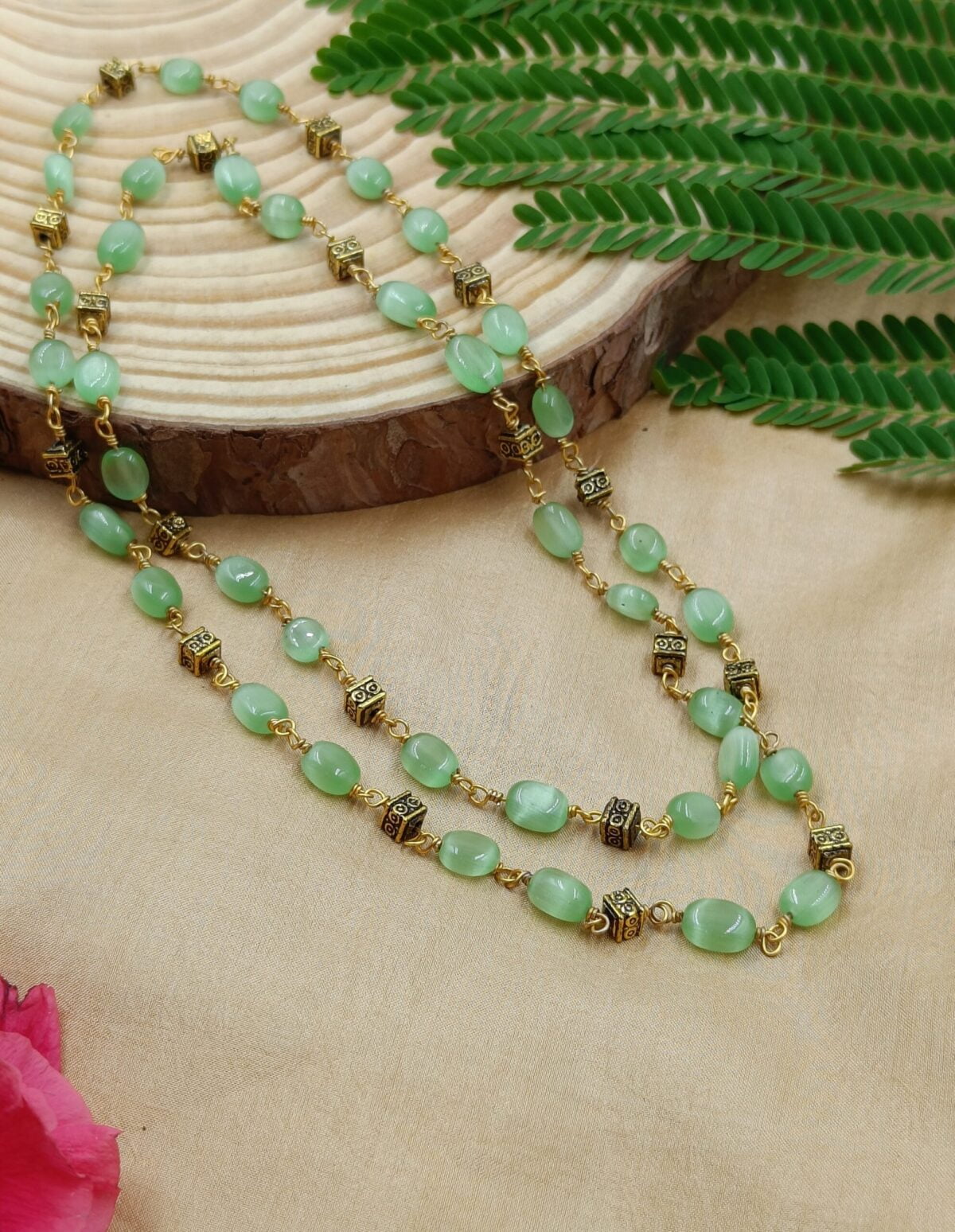 Green Monalisa stone Long Mala (MA04)