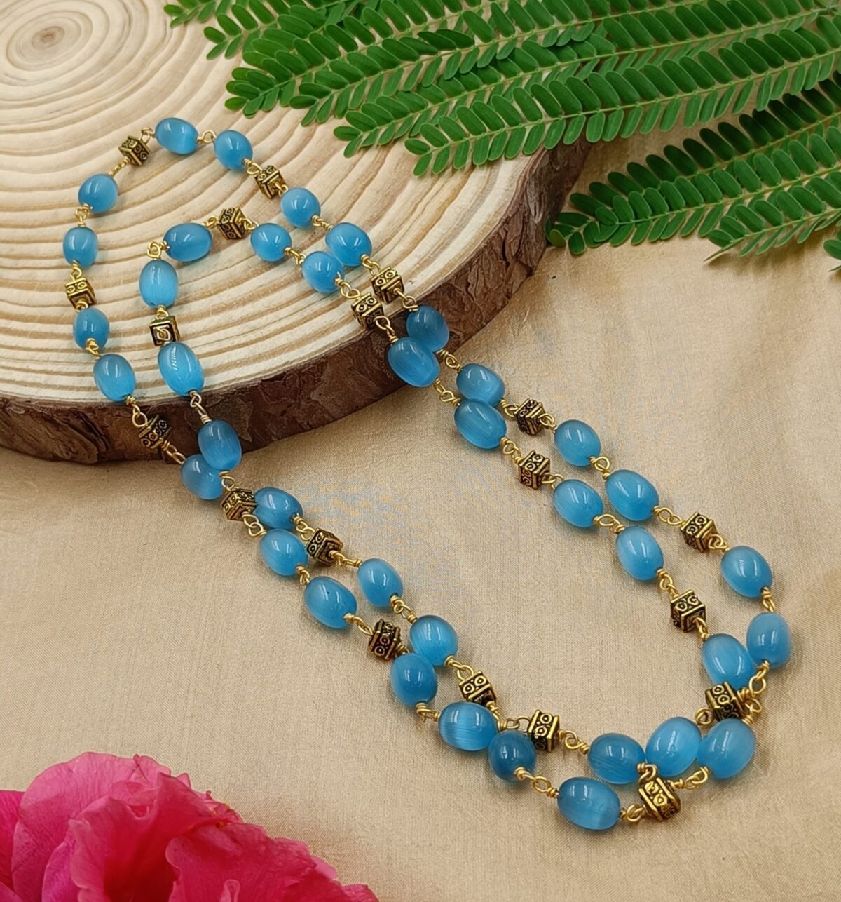 Blue Monalisa Stone Long Mala (MA03)