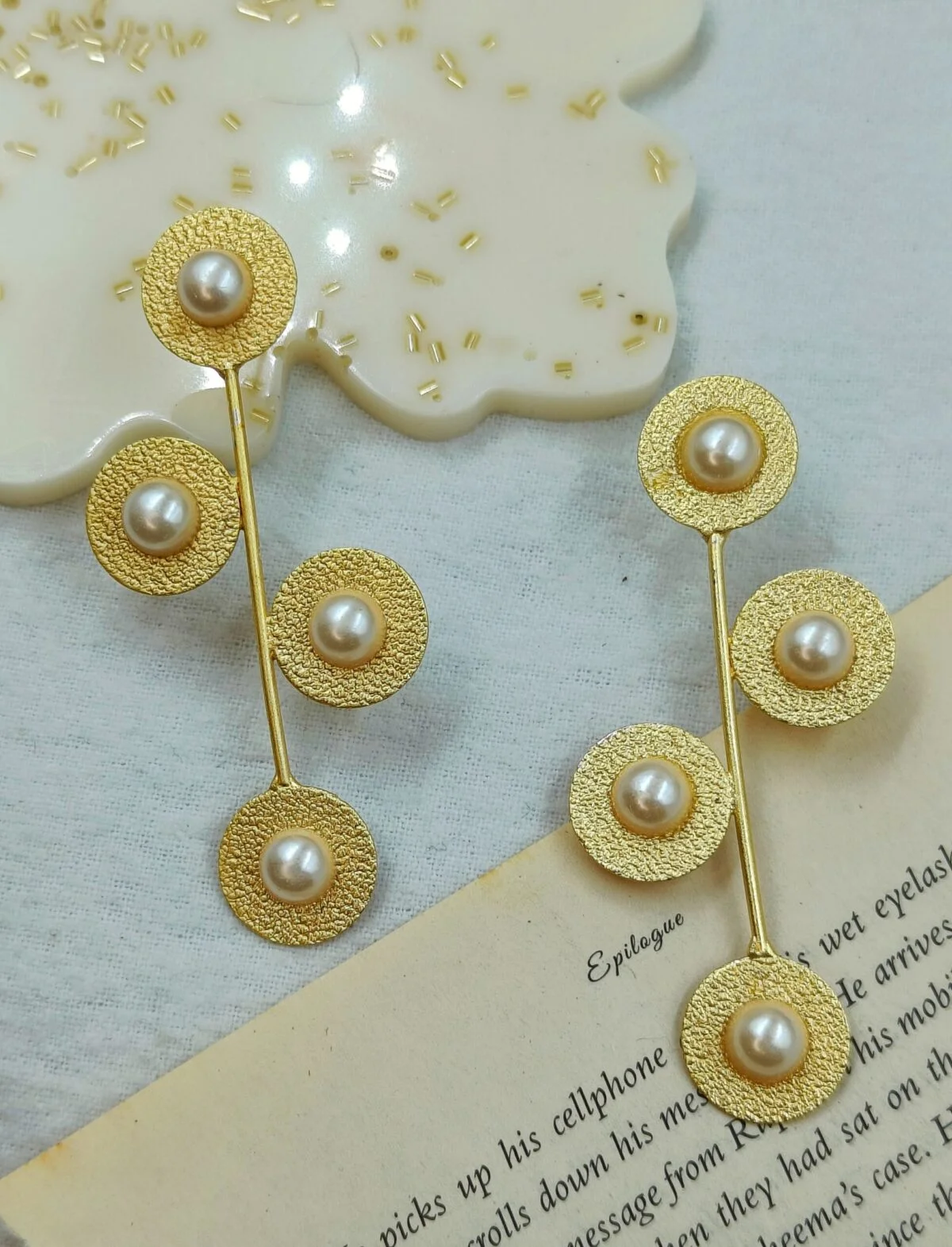 Gold Plated Brass Coin Dangler Earrings