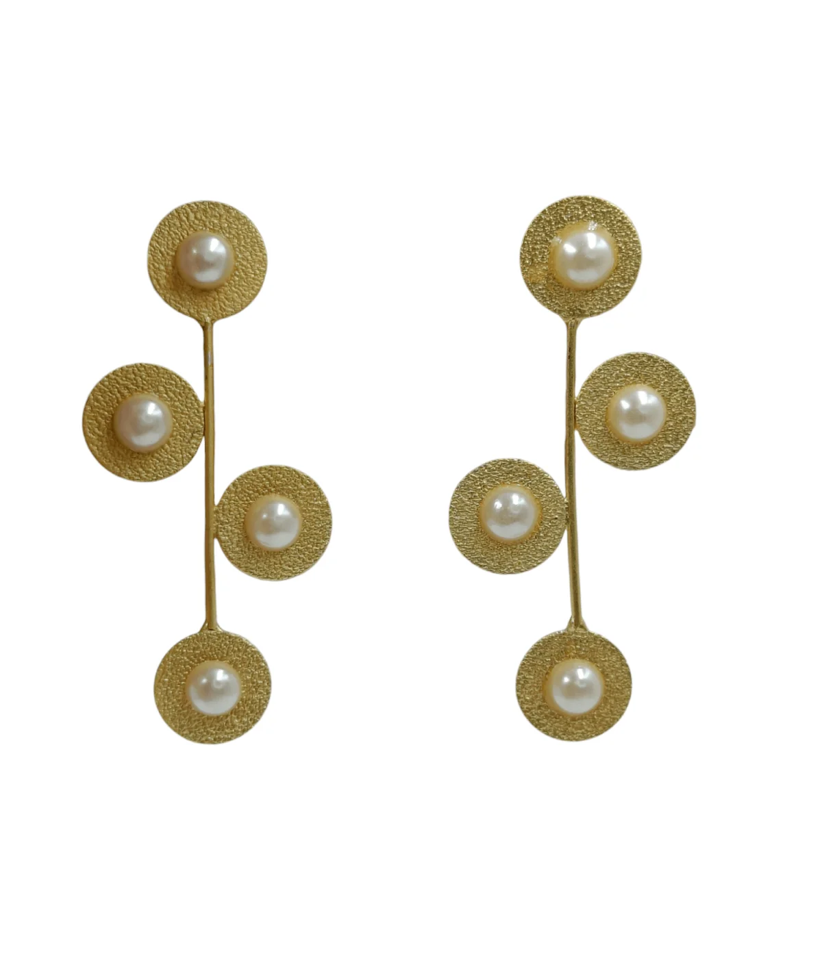 Gold Plated Brass Coin Dangler Earrings - Image 2