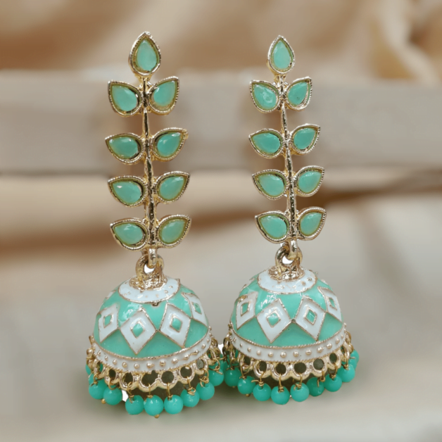 Leafy Meenakari Jhumka