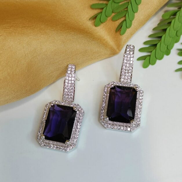 FHF Premium White & Purple Sapphire Zircons Dangler Earrings