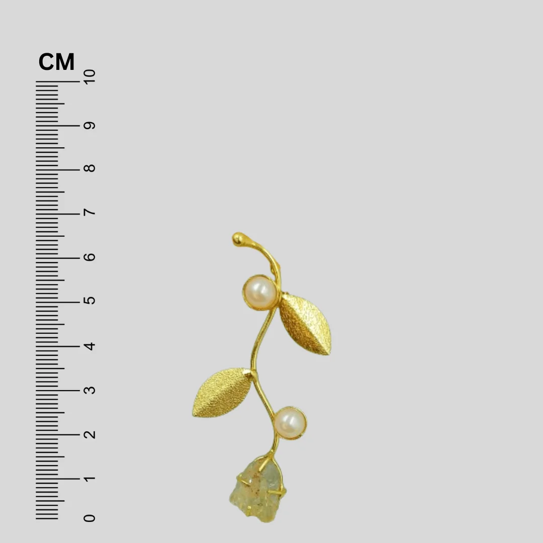Gold Plated Wavy Designer Dangler Earrings with Semi Precious Stone Studded - Image 3