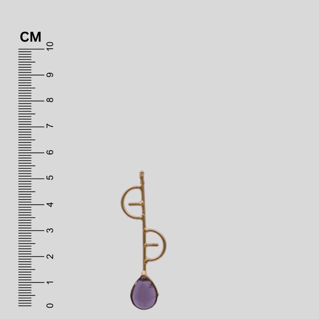 Gold Plated Purple Stone Studded Designer Dangler Earrings - Image 3