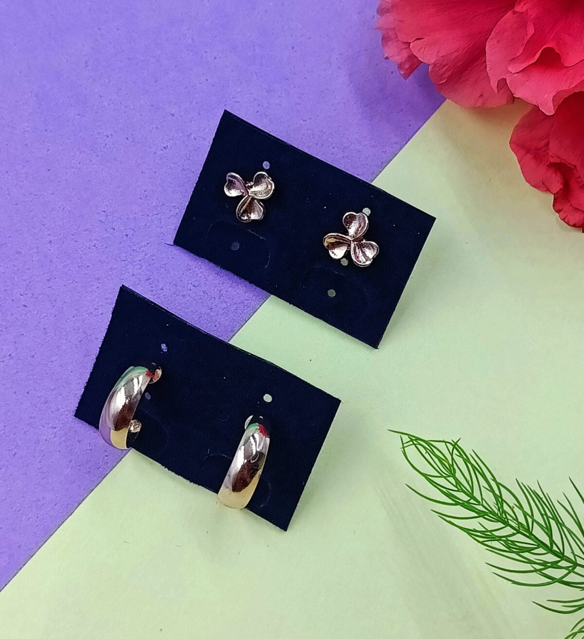 Combo 11- Flower Studs and Small Hoops