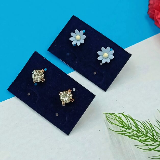 Combo 16- Flower and Stone Studs