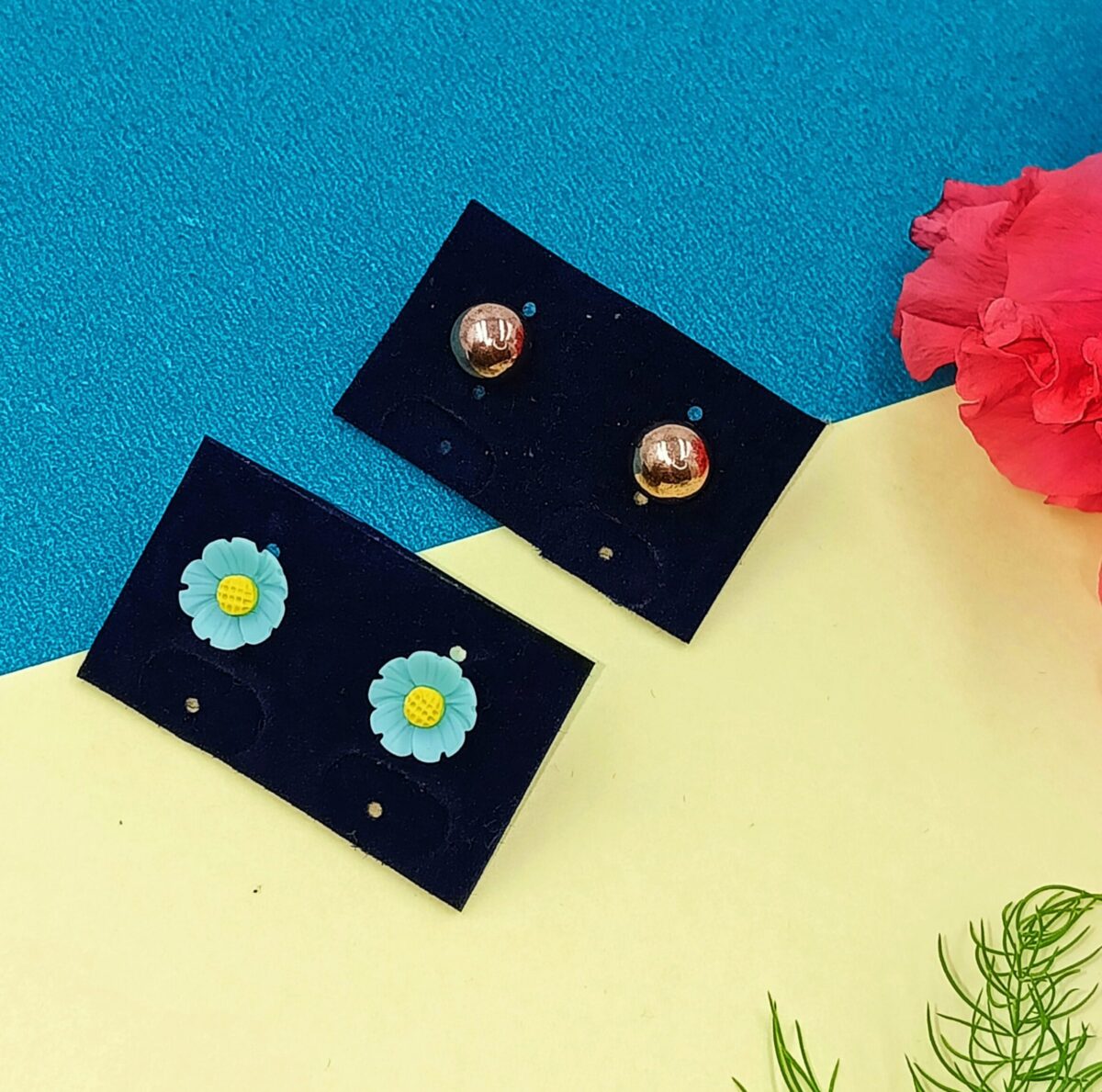 Combo 4- Flower and Golden Round Studs