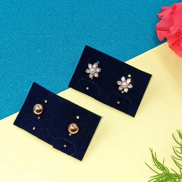 Combo 5- Stone Flower and Golden Round Studs