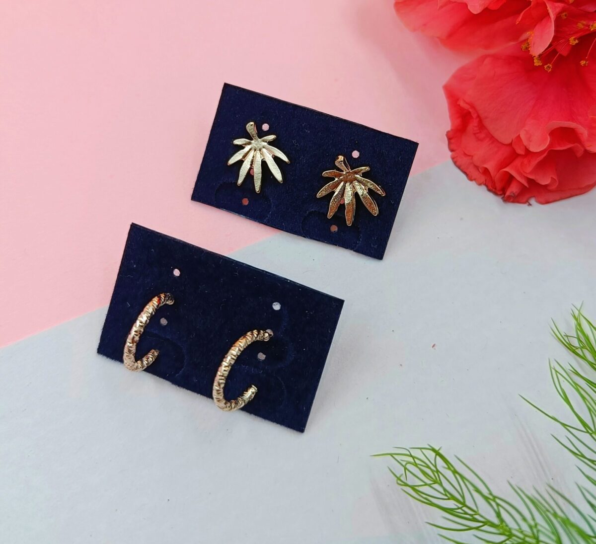Combo 7- Leaf studs and Small Hoops