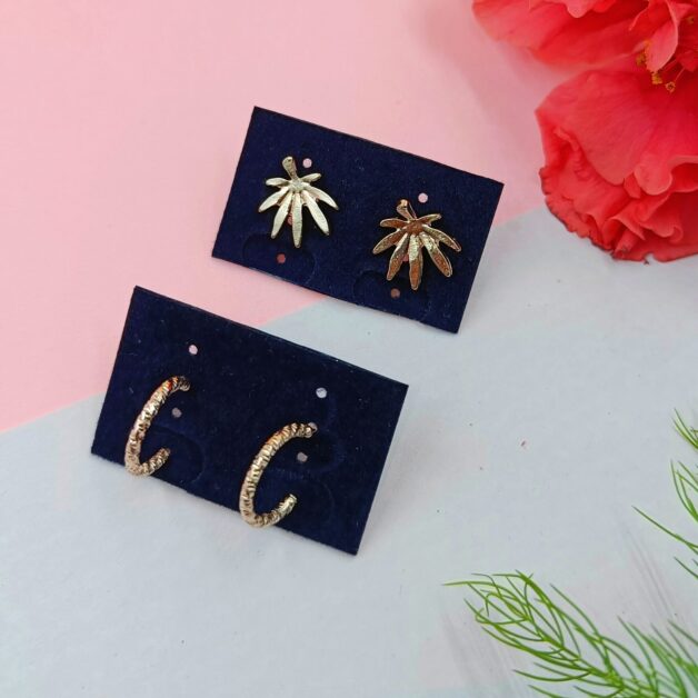 Combo 7- Leaf studs and Small Hoops