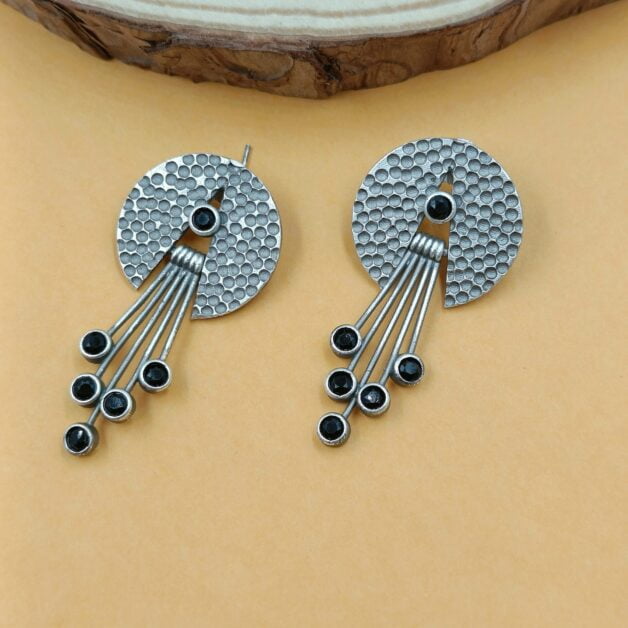 Silver Plated Hive Stone Dangler Earrings