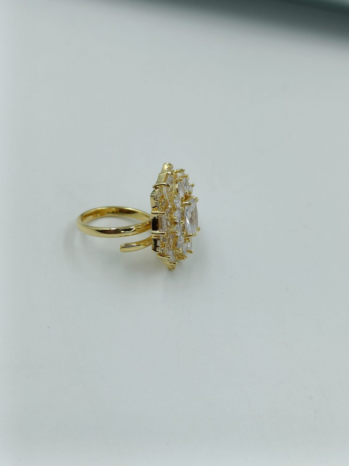 Gold Plated American Diamond Studded Adjustable Ring (48) - Image 2