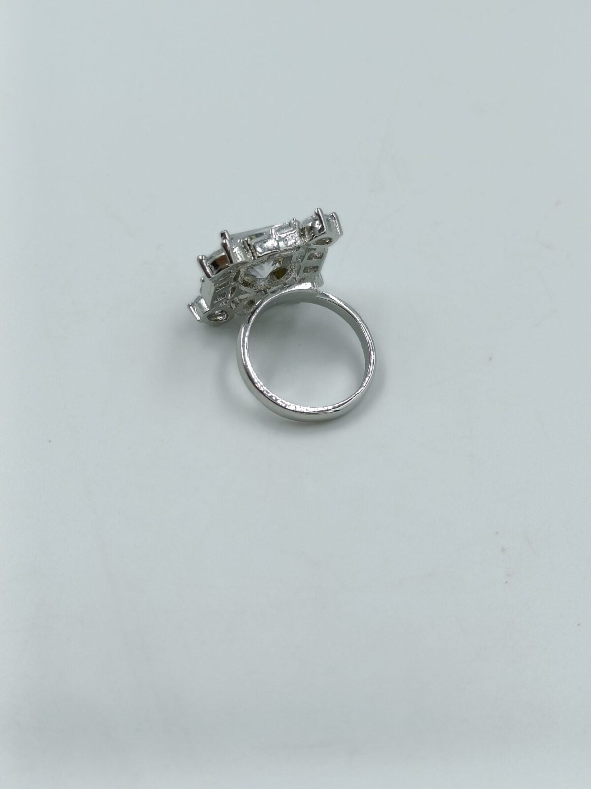 Silver Plated American Diamond Square Shaped Adjustable Ring (42) - Image 3