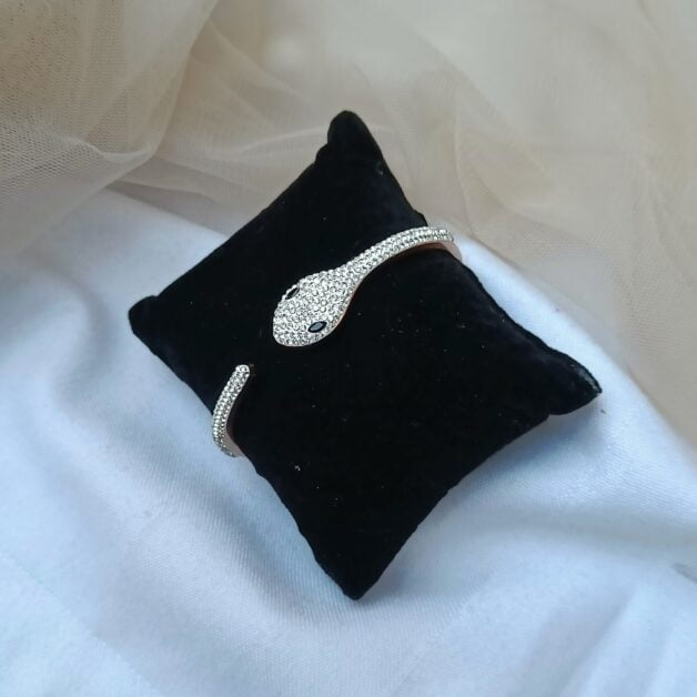 Silver Plated American Diamond Snake Shaped Designer Bracelet