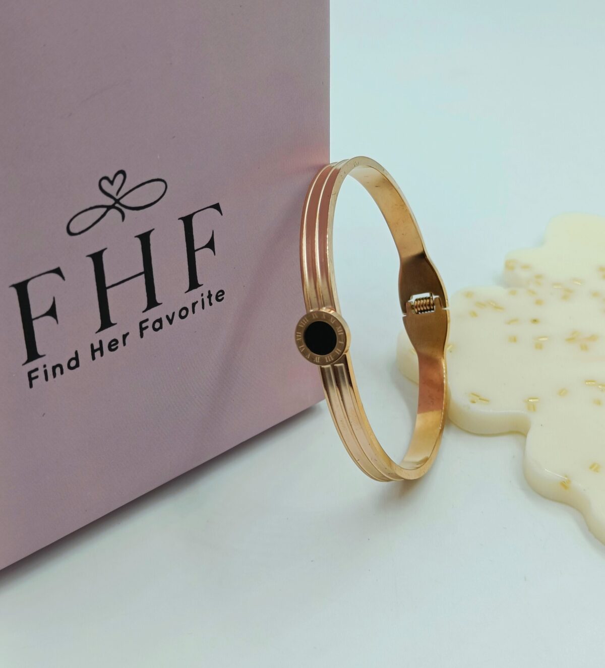 FHF Rose Gold Tone Stainless Steel Designer Bracelet - Image 2