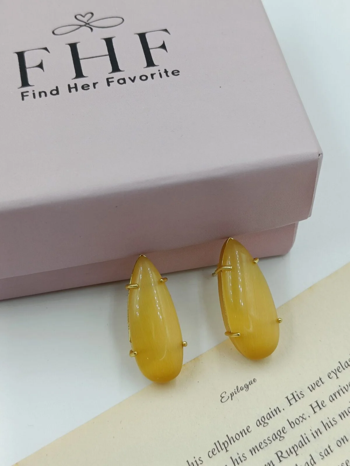 Gold Plated Yellow Drop Stone studs Earrings