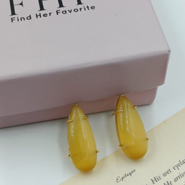 Gold Plated Yellow Drop Stone studs Earrings