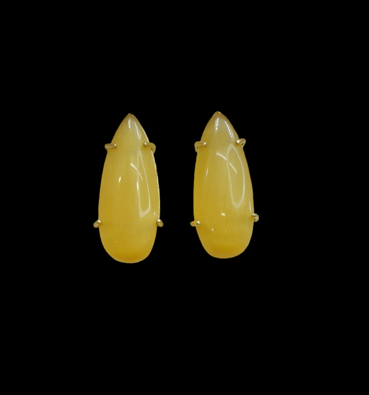 Gold Plated Yellow Drop Stone studs Earrings - Image 3