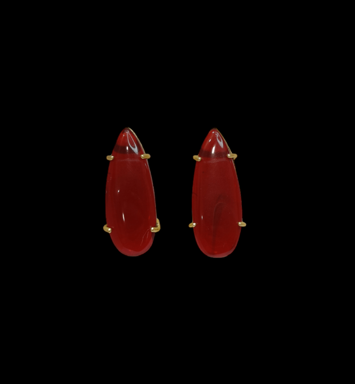 Gold Plated Red Drop Stone studs Earrings - Image 2