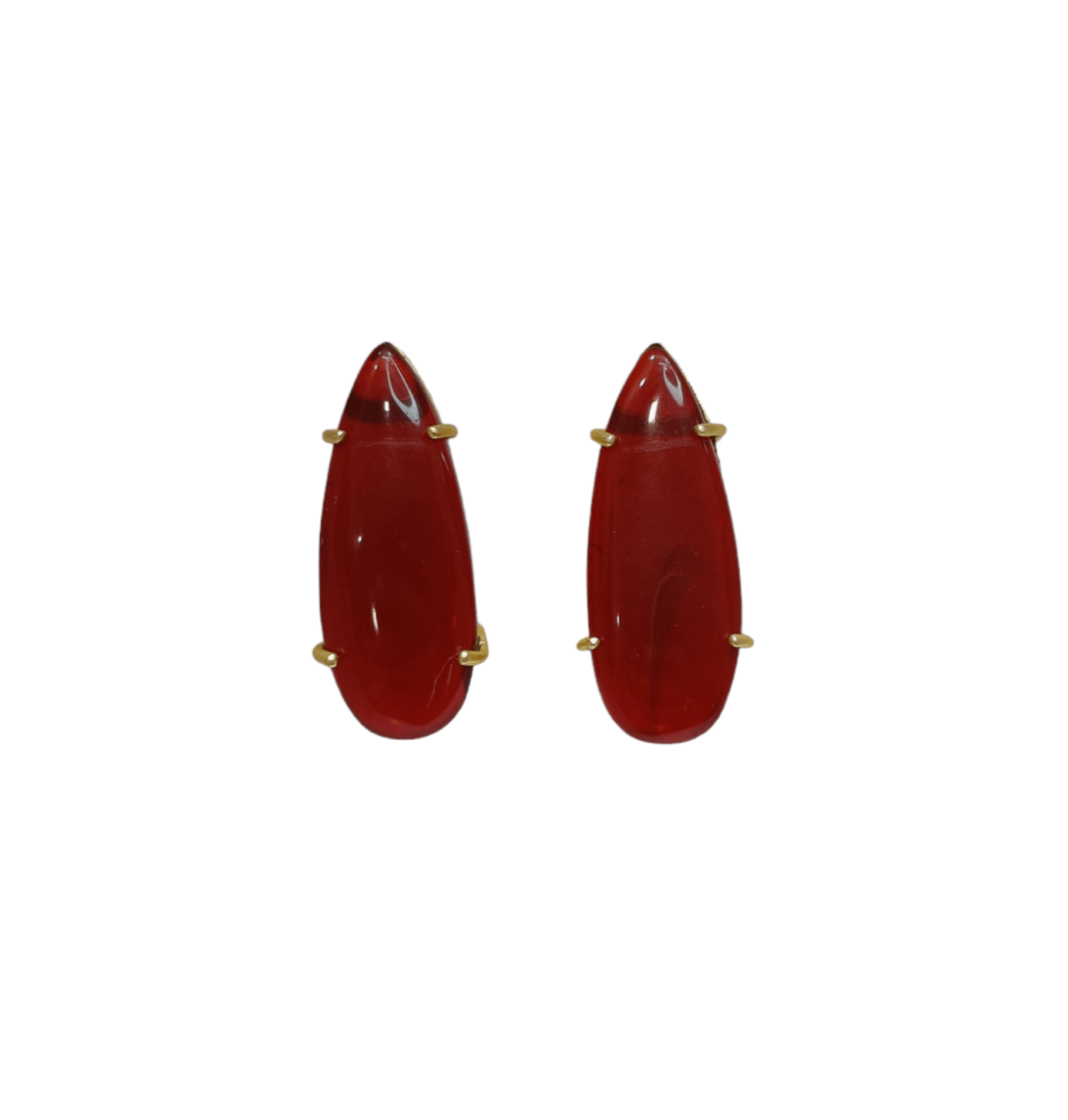 Gold Plated Red Drop Stone studs Earrings - Image 3