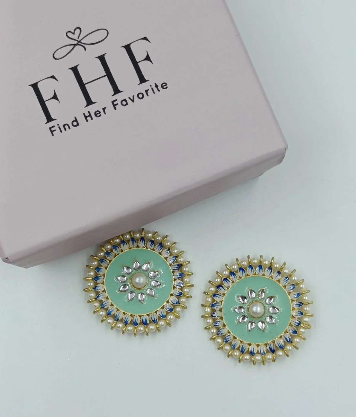 Sea Green Handpainted Studs - Image 2