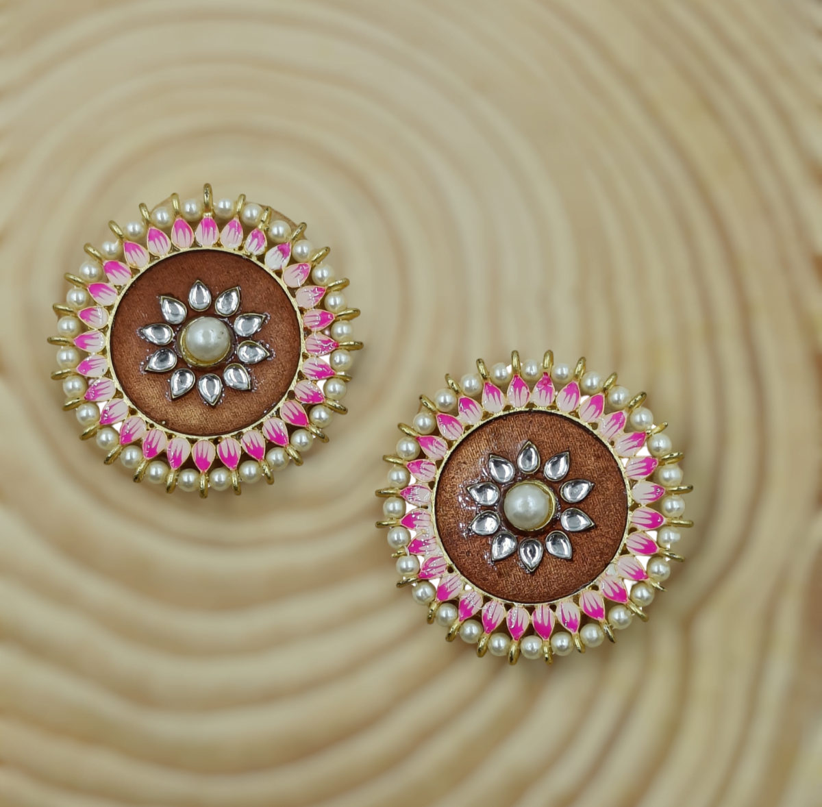 Brown Handpainted Studs