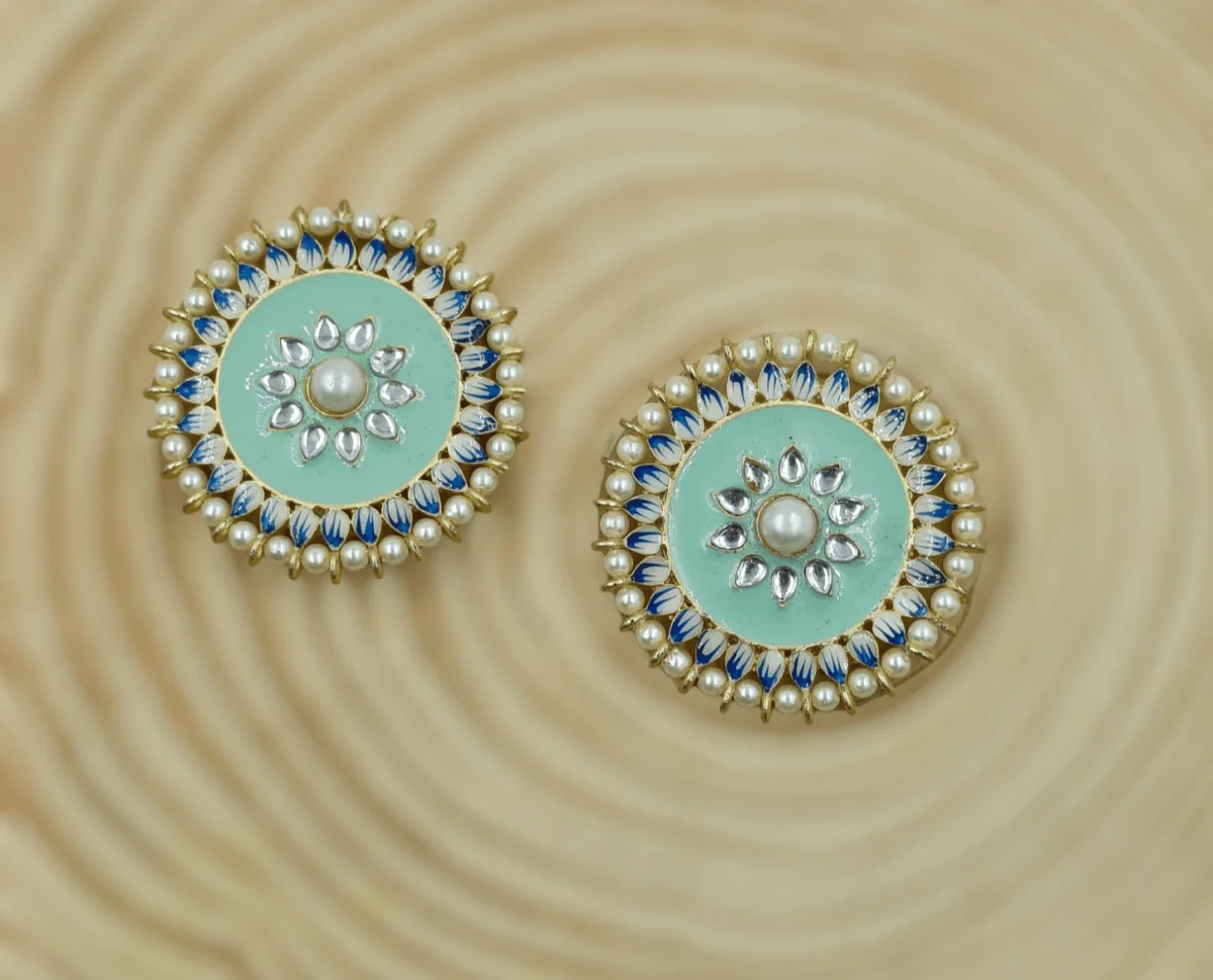 Sea Green Handpainted Studs