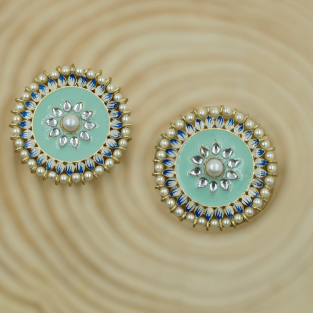 Sea Green Handpainted Studs