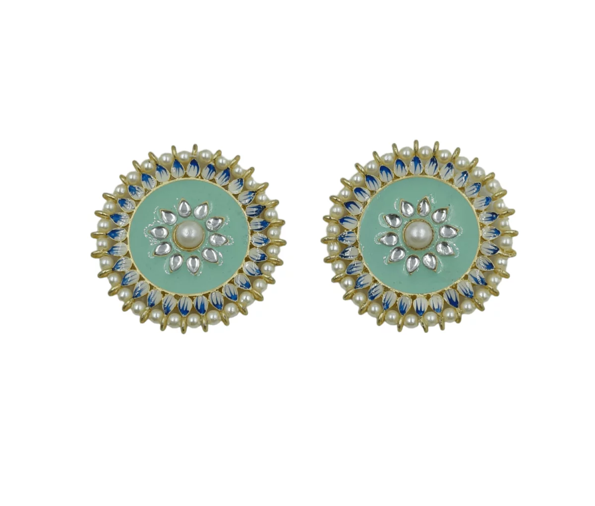 Sea Green Handpainted Studs - Image 3