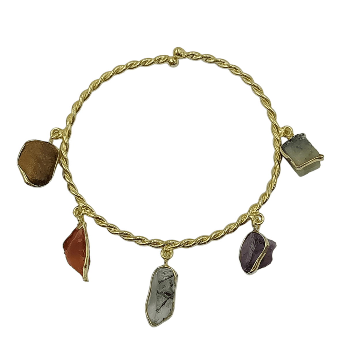 Gold Plated Brass Semi Precious Stone Bracelet (Multicolor3) - Image 3