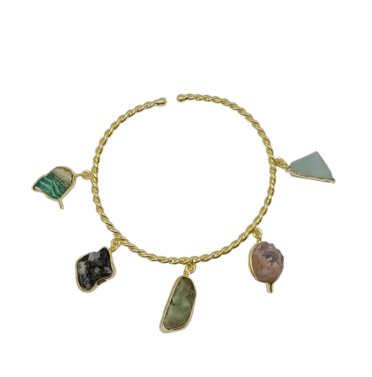 Gold Plated Brass Semi Precious Stone Bracelet (Multicolor5) - Image 3