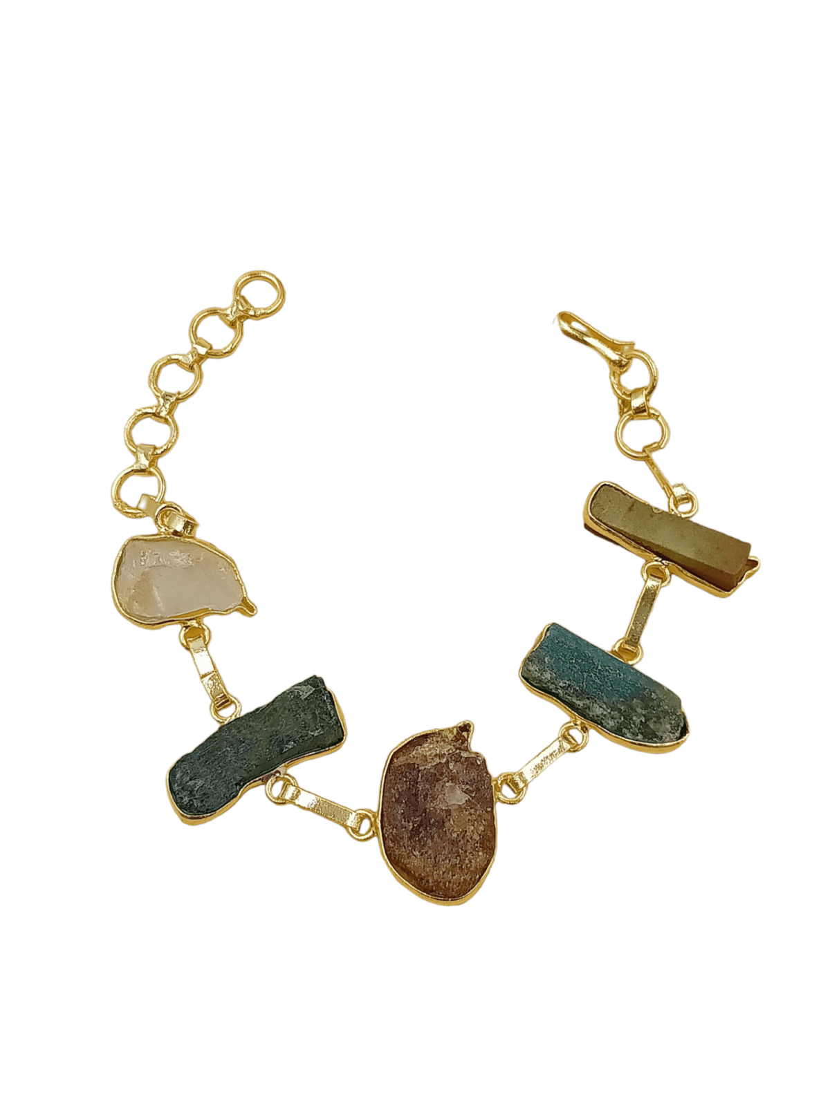 Gold Plated Brass Semi Precious Stone Bracelet (Multicolor2) - Image 3