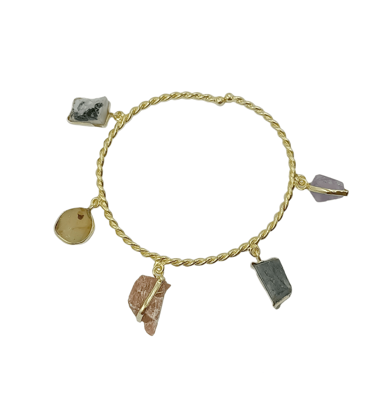 Gold Plated Brass Semi Precious Stone Bracelet (Multicolor4) - Image 3