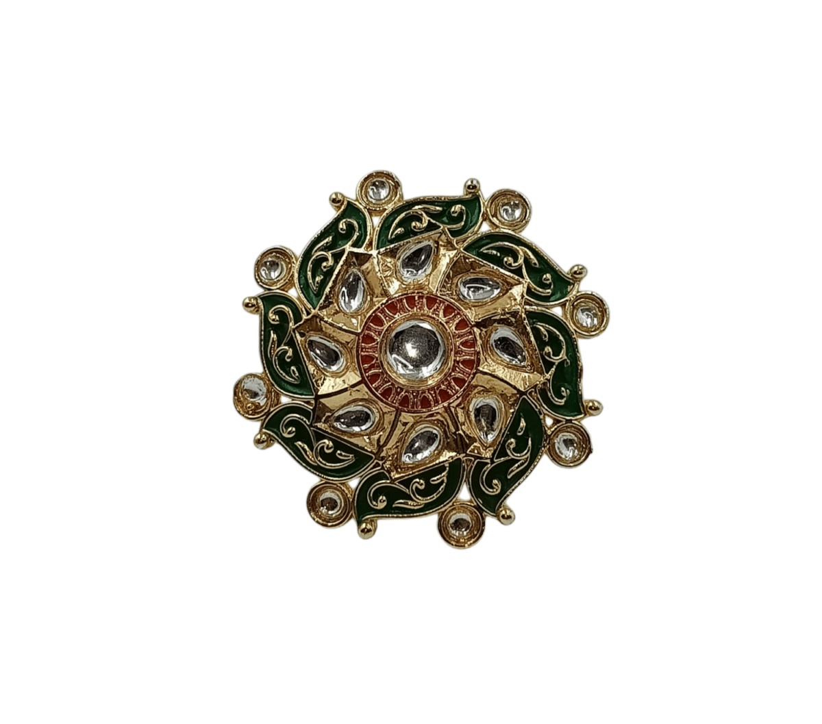 Gold Plated Adjustable Red Green Meenakri Ring(17) - Image 3