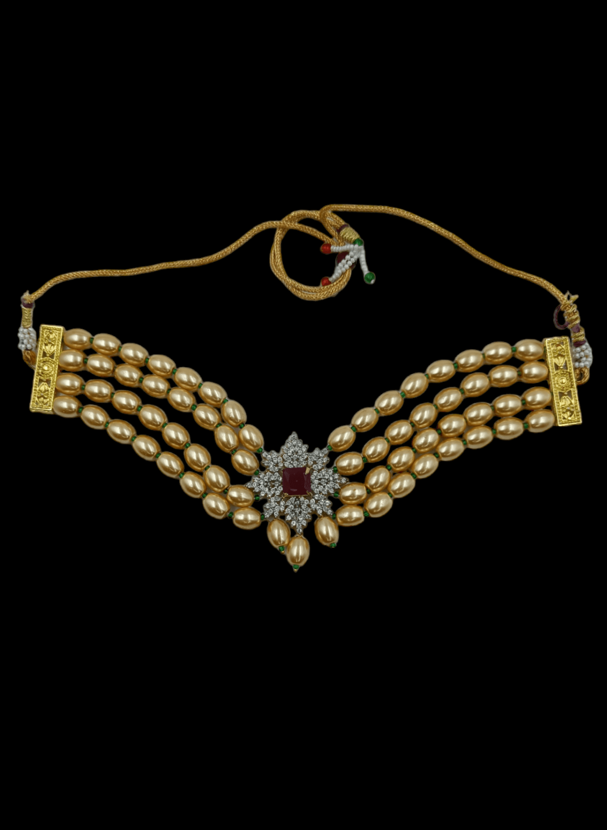 American Diamond Studded Beaded Jewellery Set - Image 2