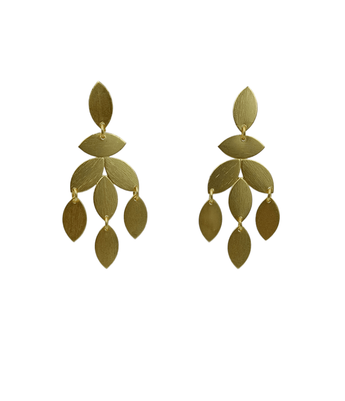 Gold Plated Layered Leafy Dangler Earrings - Image 2