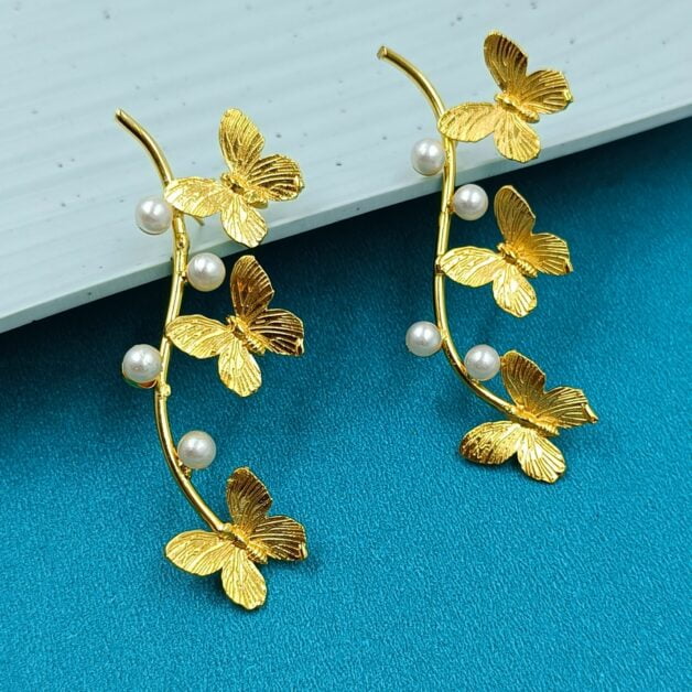 Gold Plated Designer Butterfly Earrings