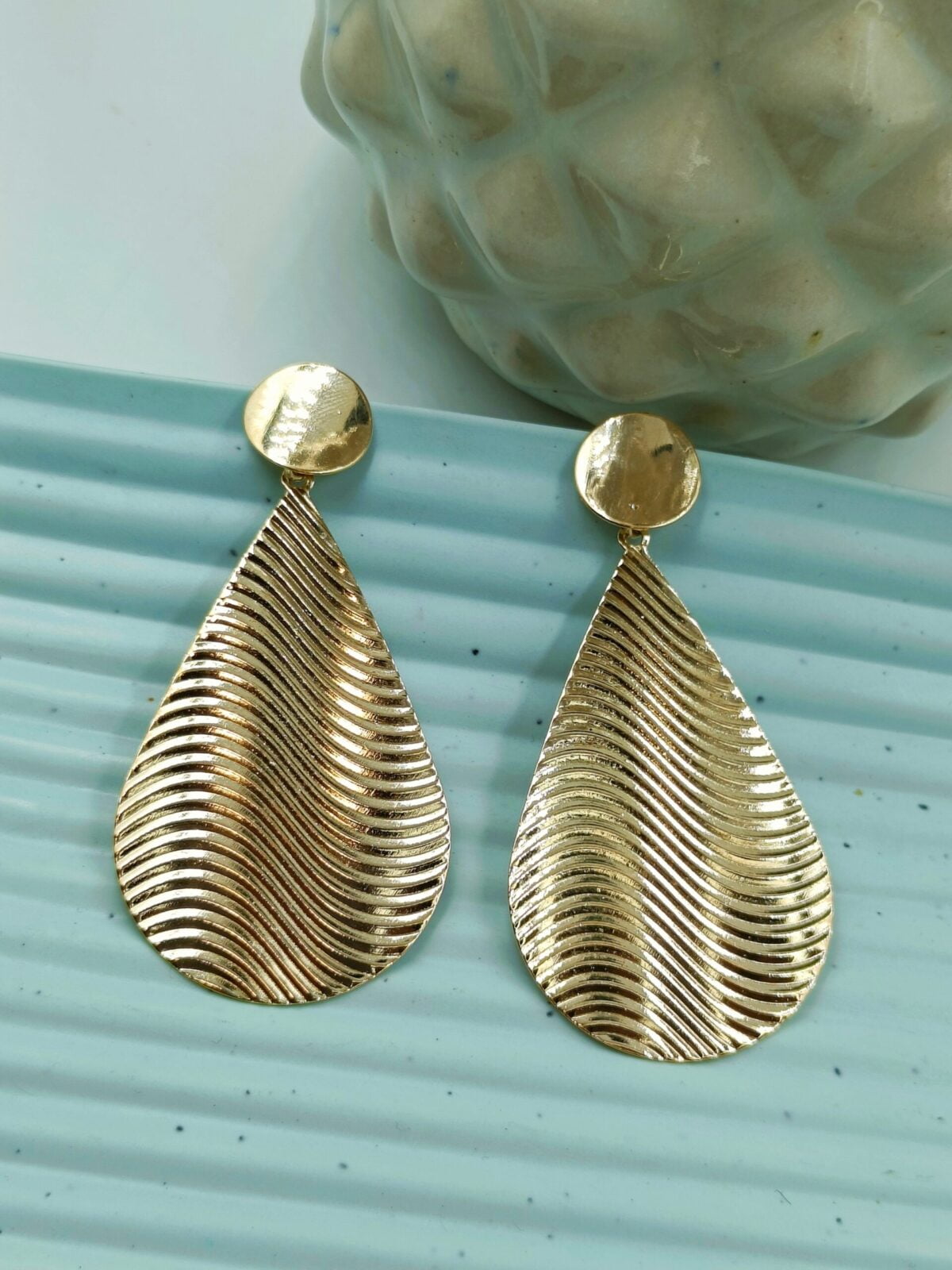 Gold Plated Big Drop Dangler Earrings