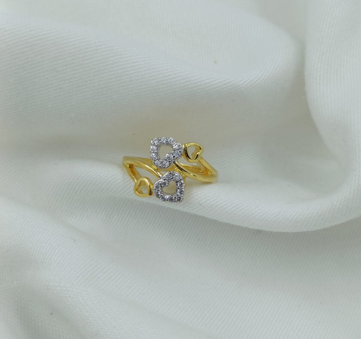 Gold Plated CZ Studded Heart Ring (45)