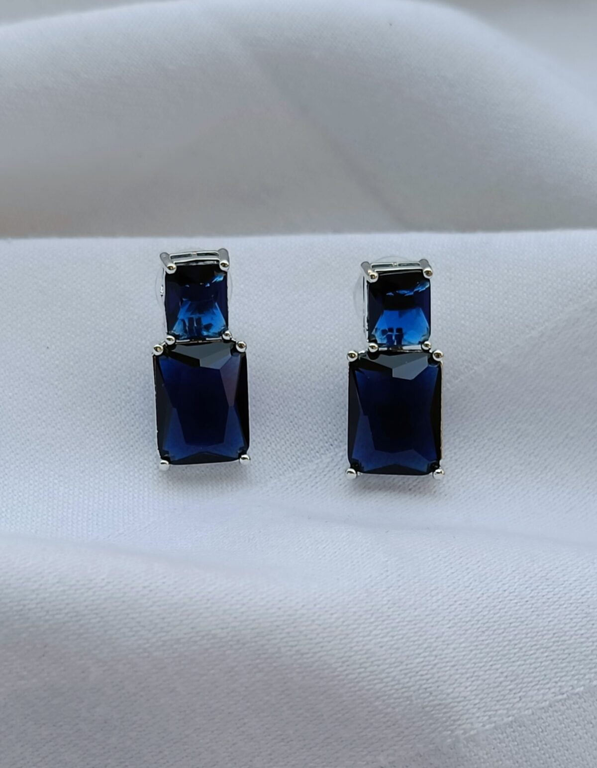 FHF American Diamond Blue Stone Dangler Earrings