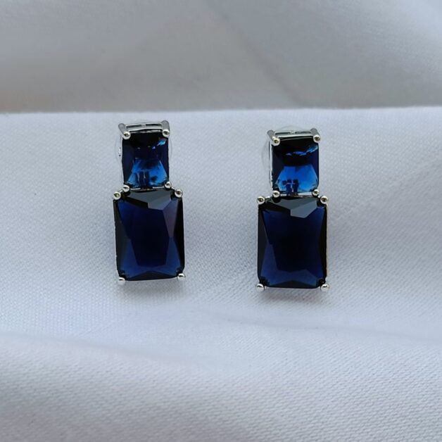 FHF American Diamond Blue Stone Dangler Earrings
