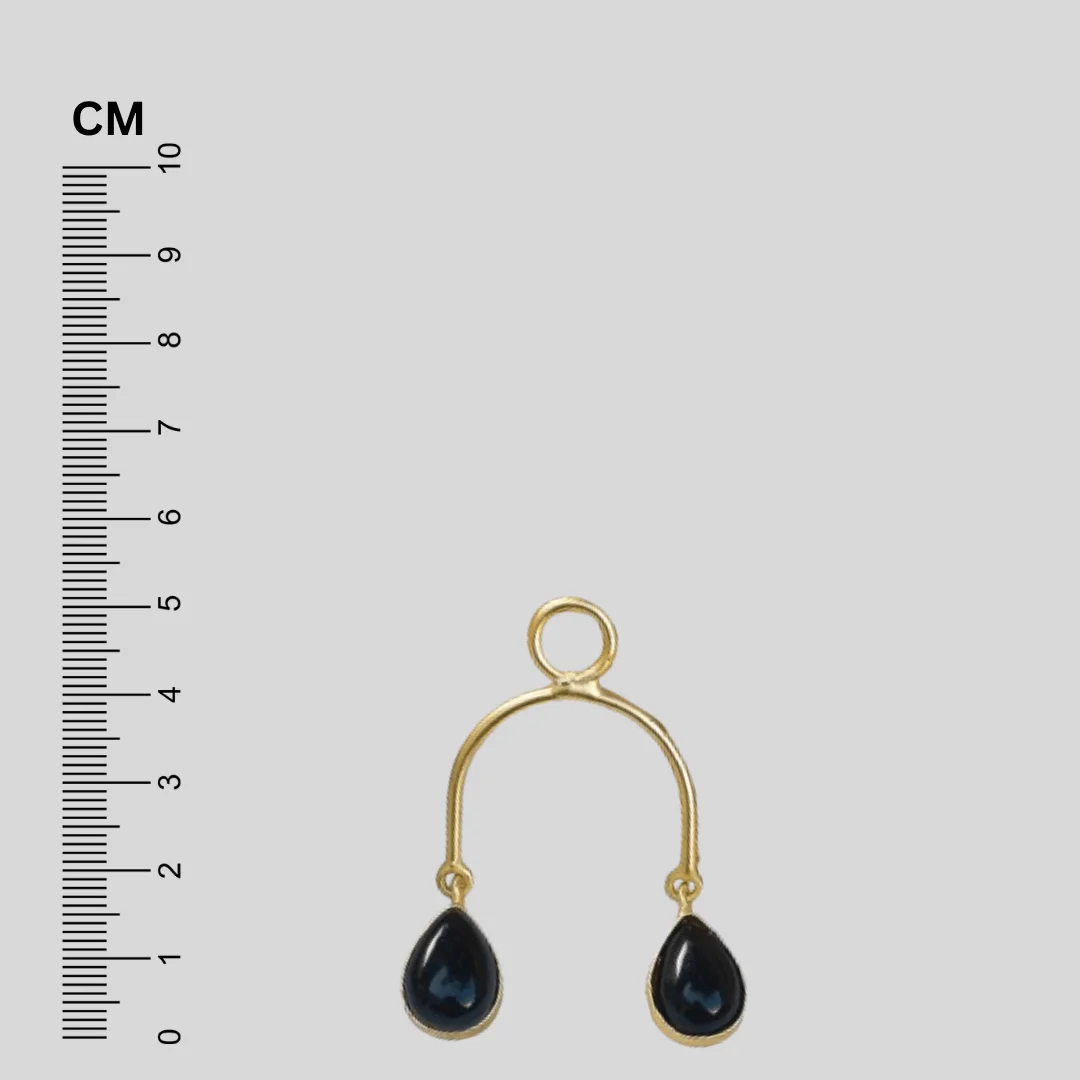 Gold Plated Brass Black Drop Earrings - Image 3