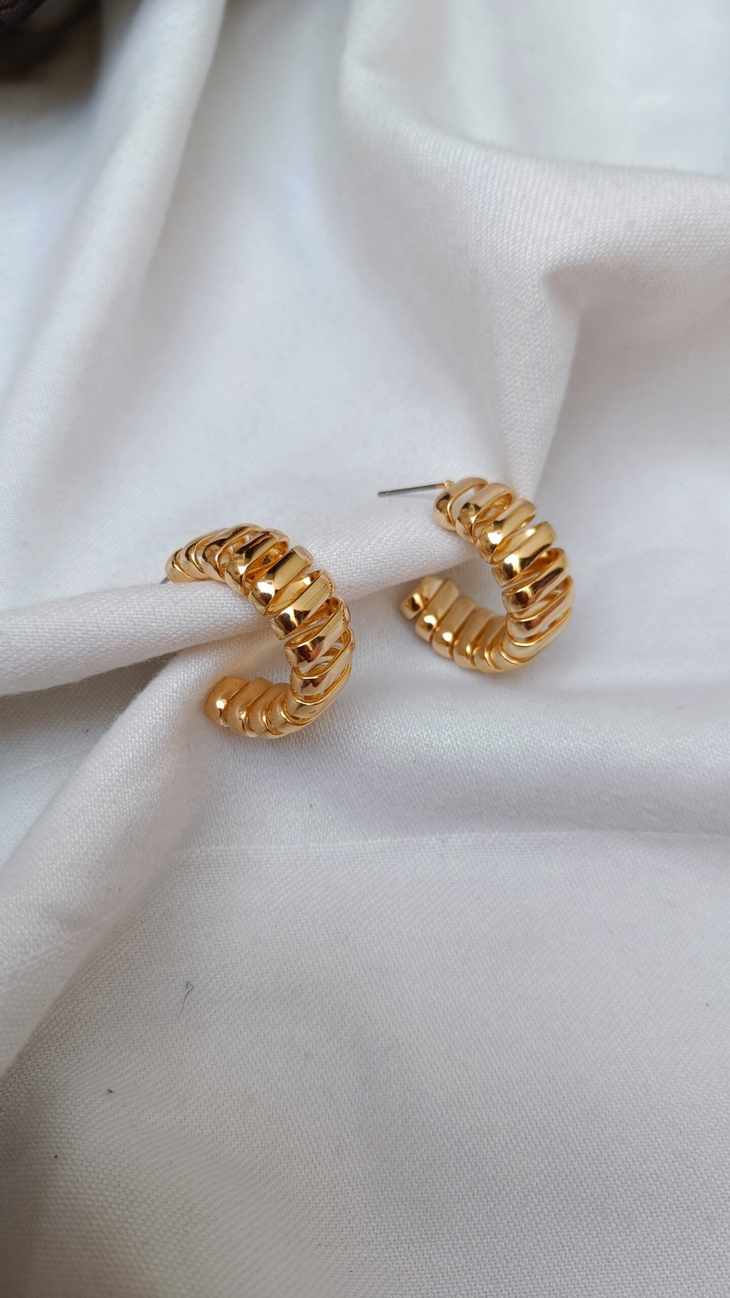 Gold Plated Designer Hoops Earrings - Image 4