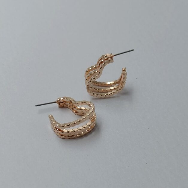 Gold Plated Layered Heart Hoops Earrings