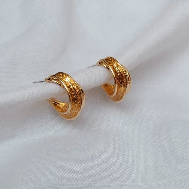 Gold Plated Twisted Hoops Earrings