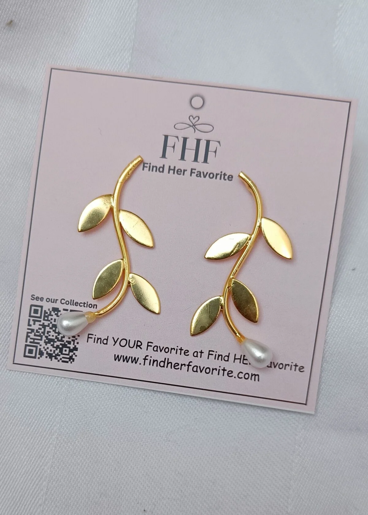 Gold Plated leafy Stylish Dangler Earrings - Image 4