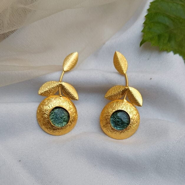 Stone Leafy Fruit Dangler Earrings