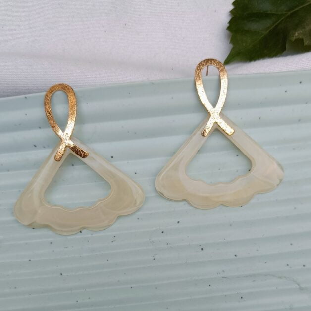 Yellow Acrylic Fan Shaped Dangler Earrings