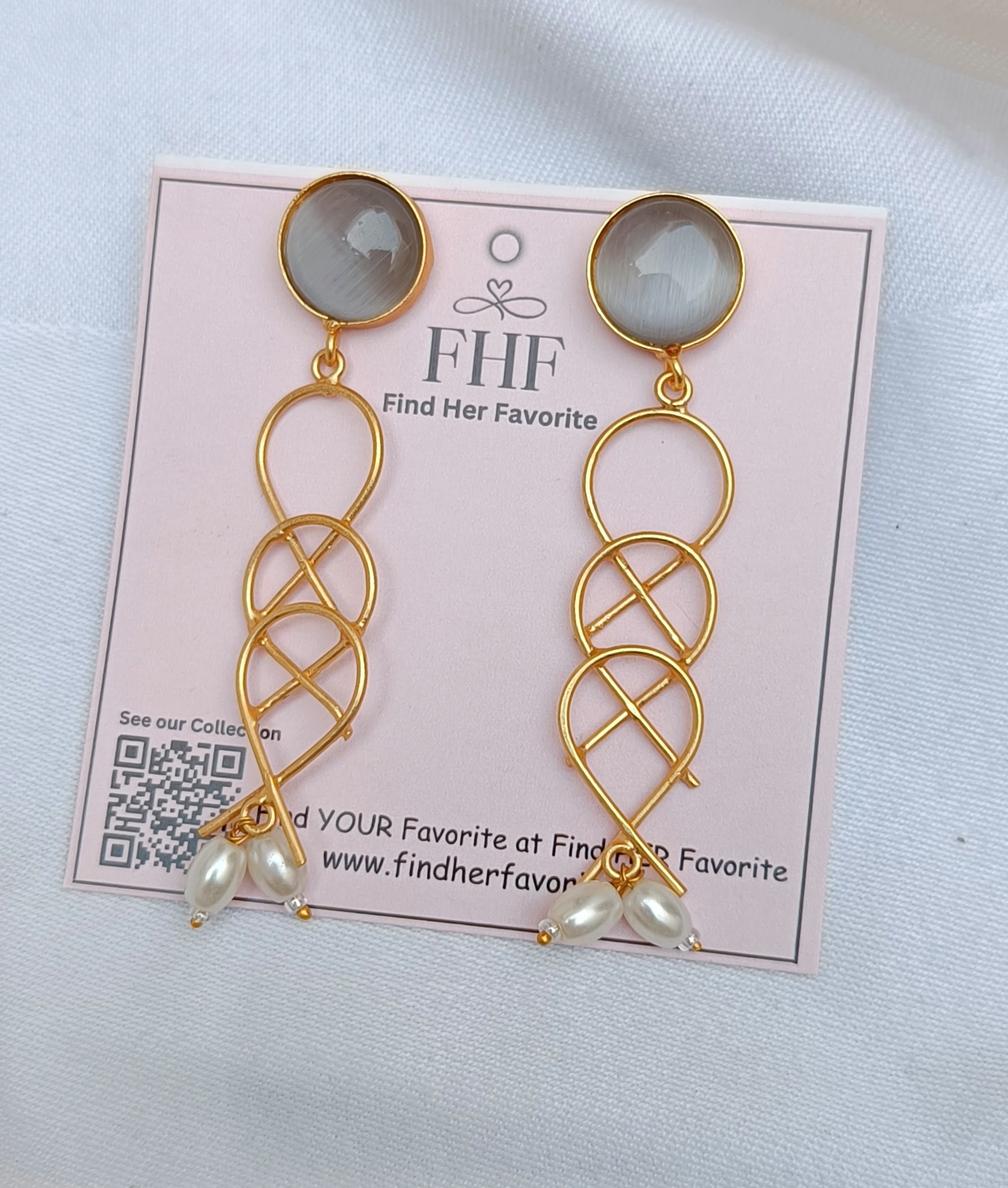 Gold Plated White Stone X Design Earrings - Image 4